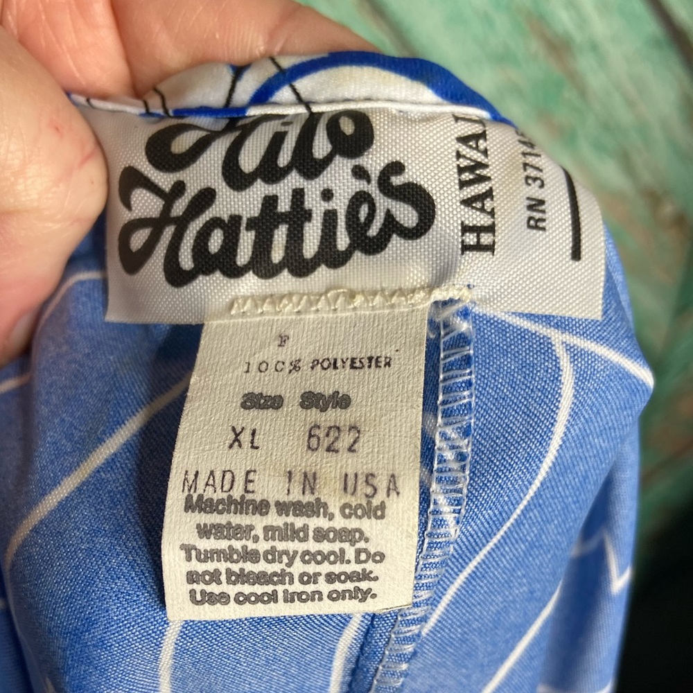 Vintage Hilo Hattie’s Hawaiian Blue Hibiscus Floral Maxi Dress MuMu - Picture 6 of 7